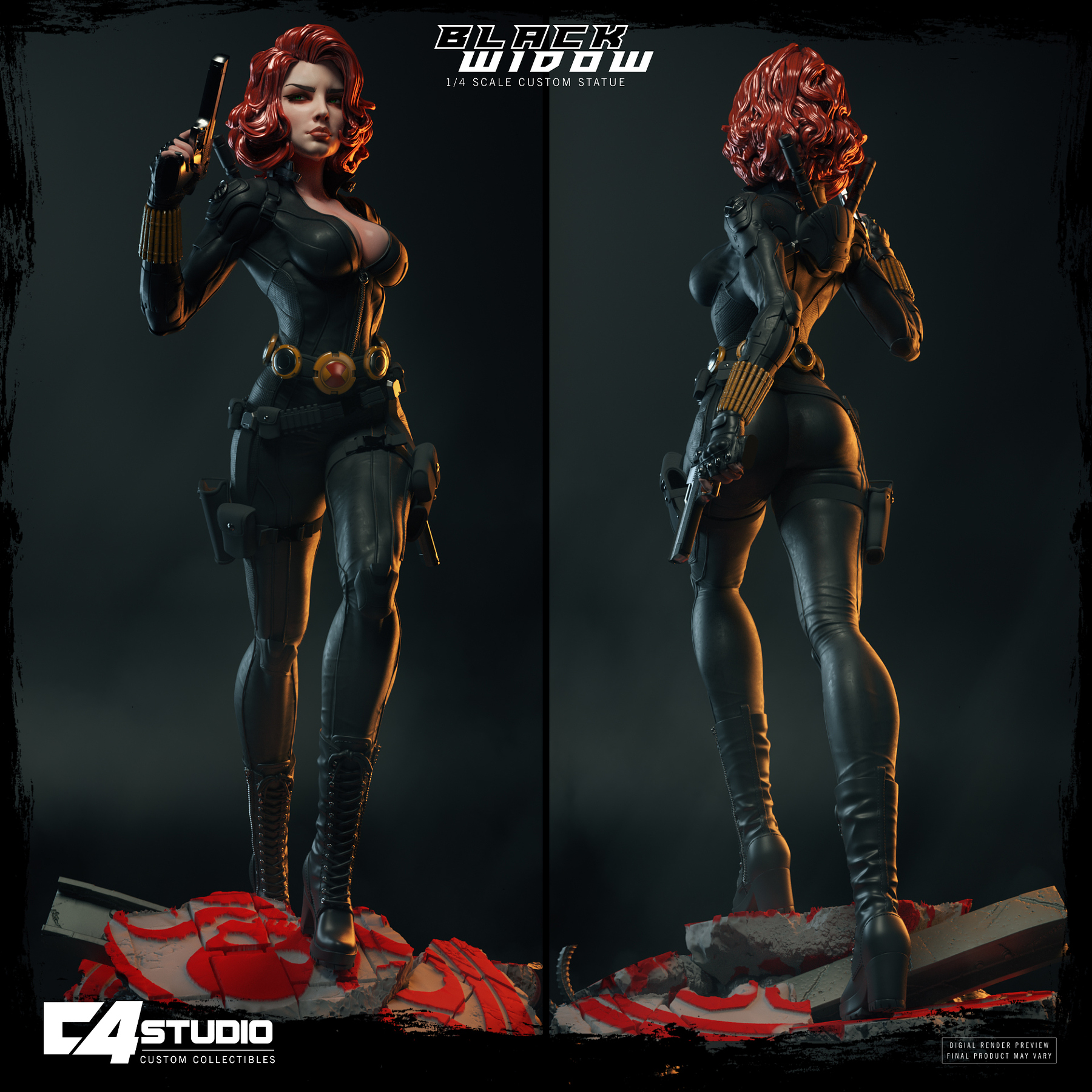 Black Widow 1/4 scale custom statue - ZBrushCentral