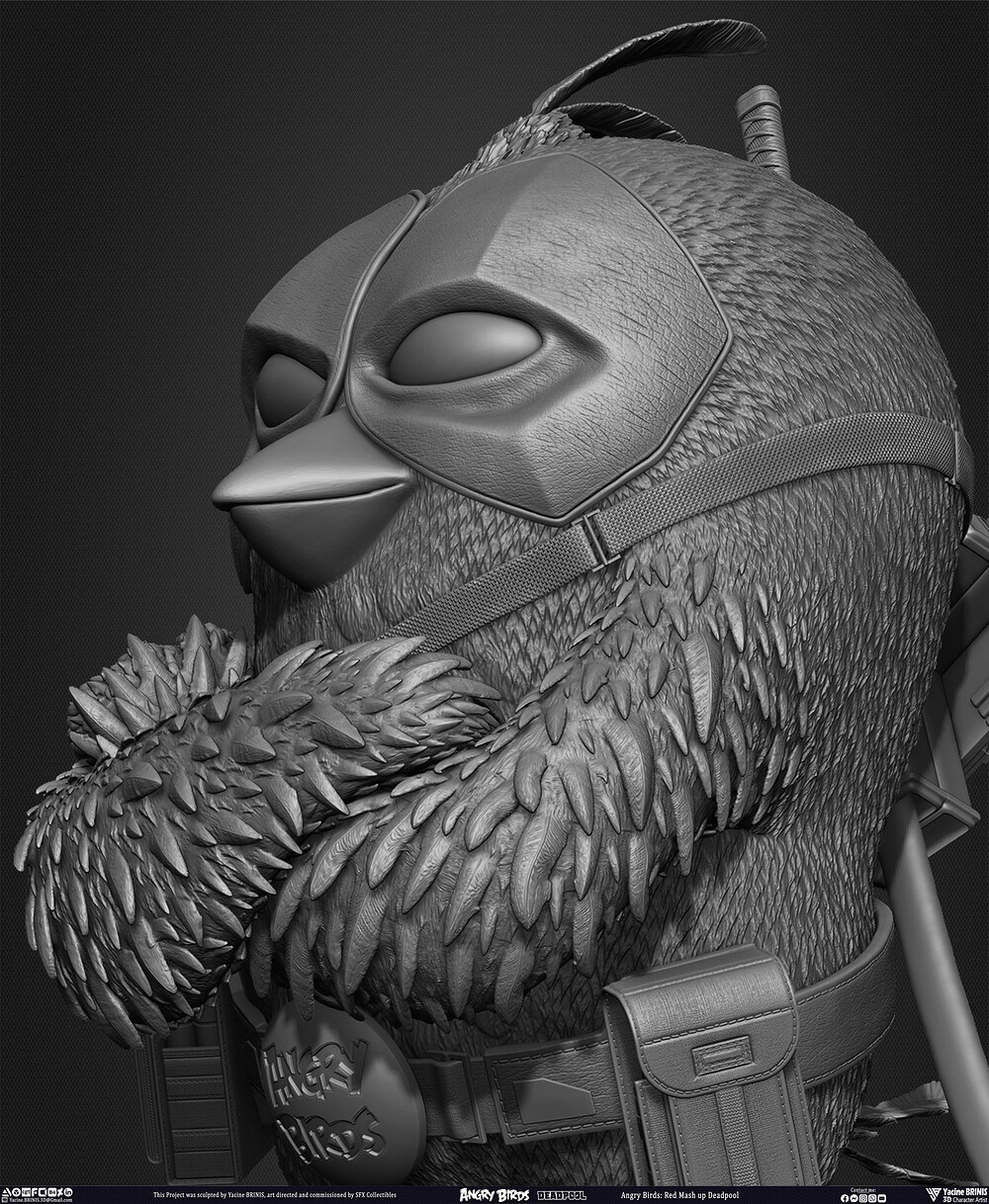 Red Mash Up Deadpool Angry Birds Movie 02 Rovio Entertainment sculpted By Yacine BRINIS 012