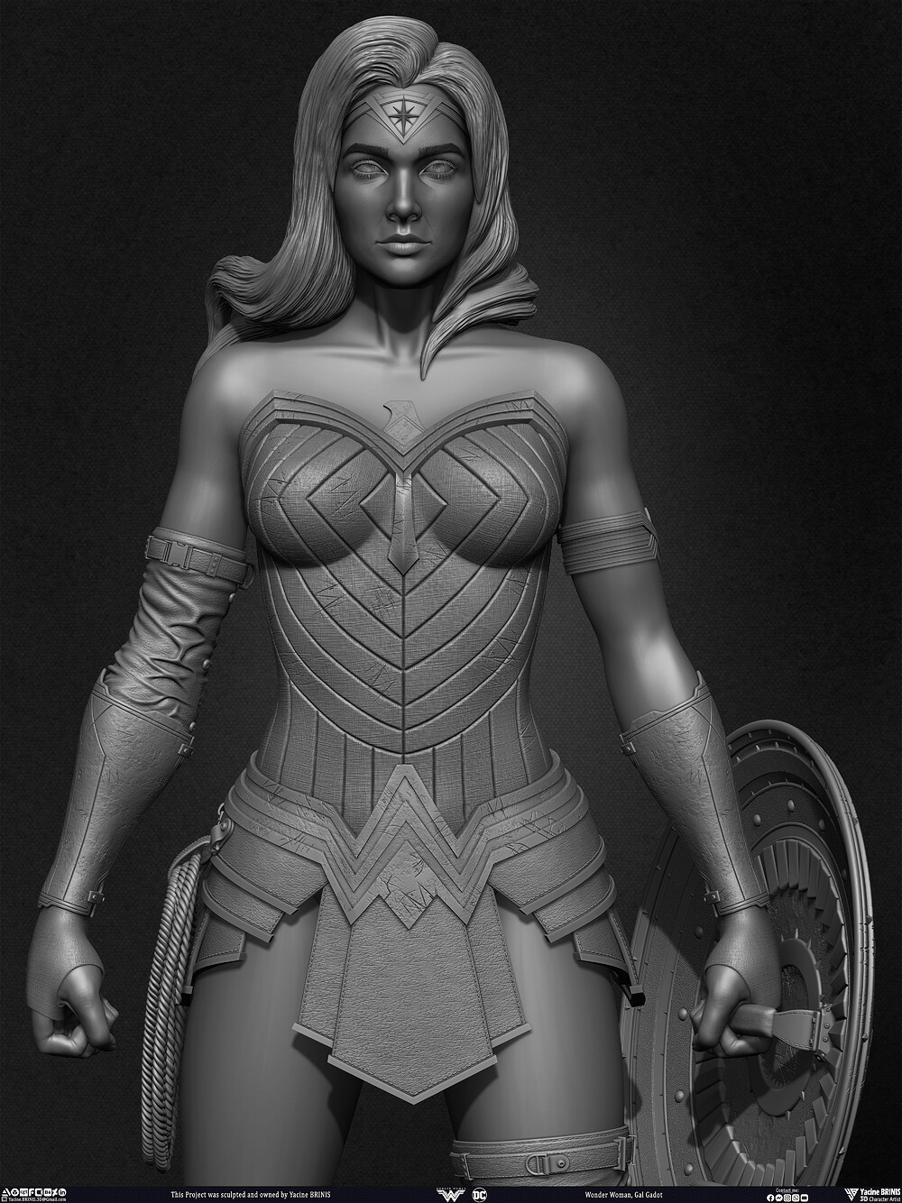 Wonder Woman Gal Gadot 3D Model sculpted by Yacine BRINIS 013