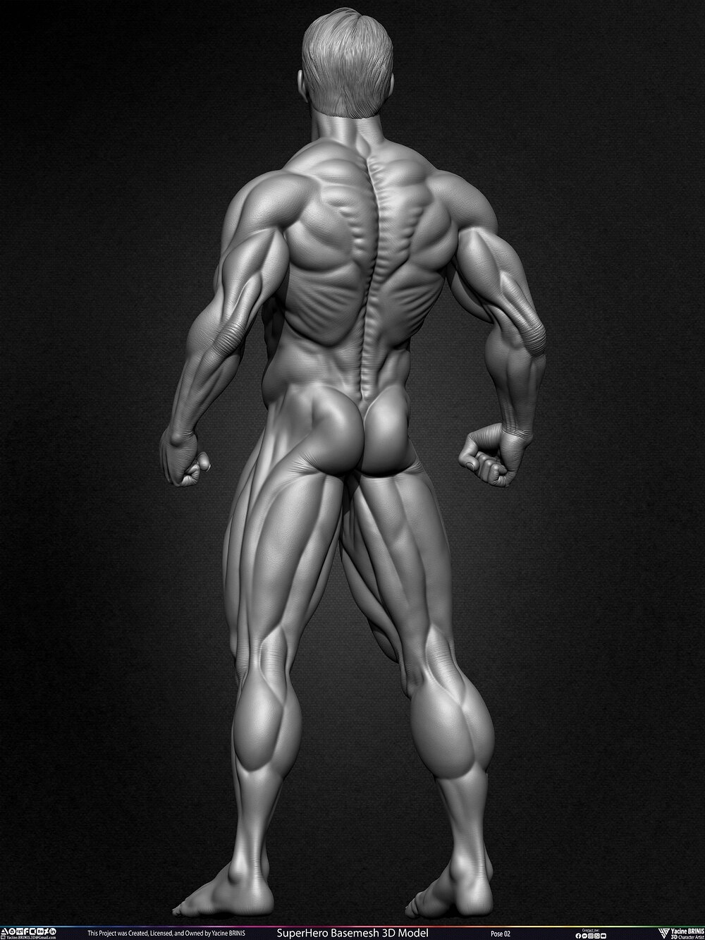 Super-Hero Basemesh 3D Model - Henry Cavill- Man of Steel - Superman - Pose 02 Sculpted by Yacine BRINIS Set 015