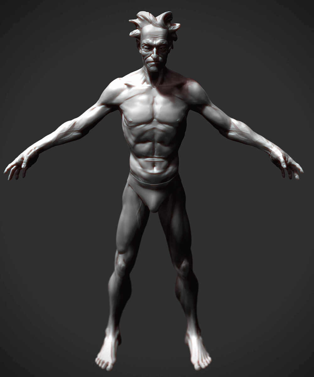 Realistic Rick Sanchez by Darya Girina sculpting_T_Pose_Life size anatomy_9