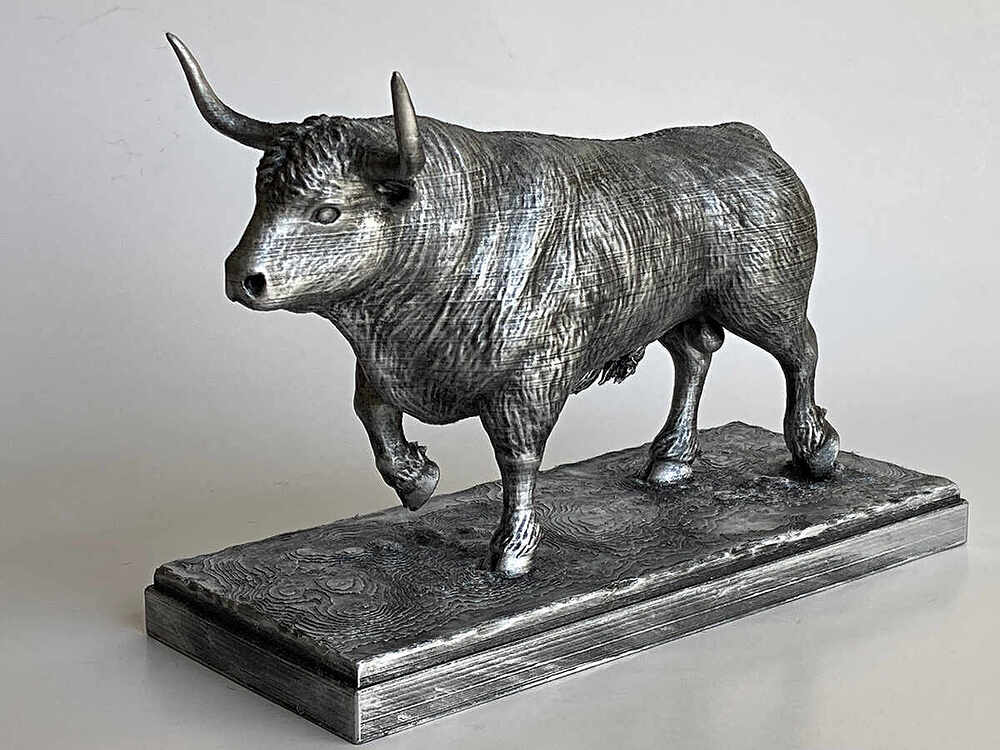 Bull Sculpture - Silver Metallic 1