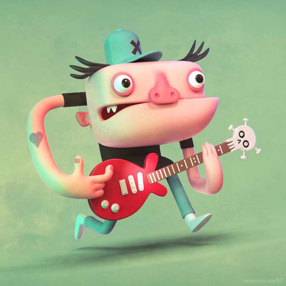 metin-seven_3d-print-modeler-toy-character-designer_cartoony-stylized-rockstar-guitarist