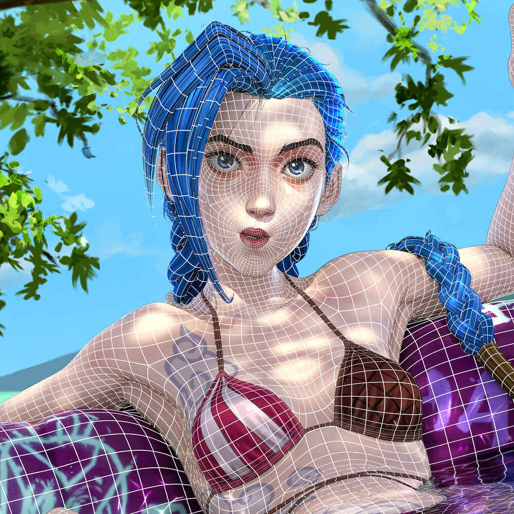 Jinx_Bikini_4k_Wireframe_Closeup01