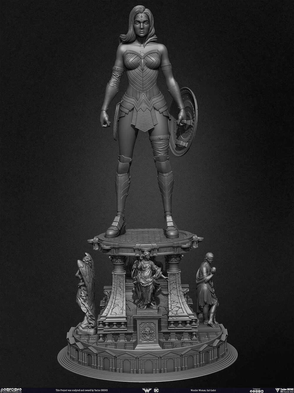 Wonder Woman Gal Gadot 3D Model sculpted by Yacine BRINIS 020
