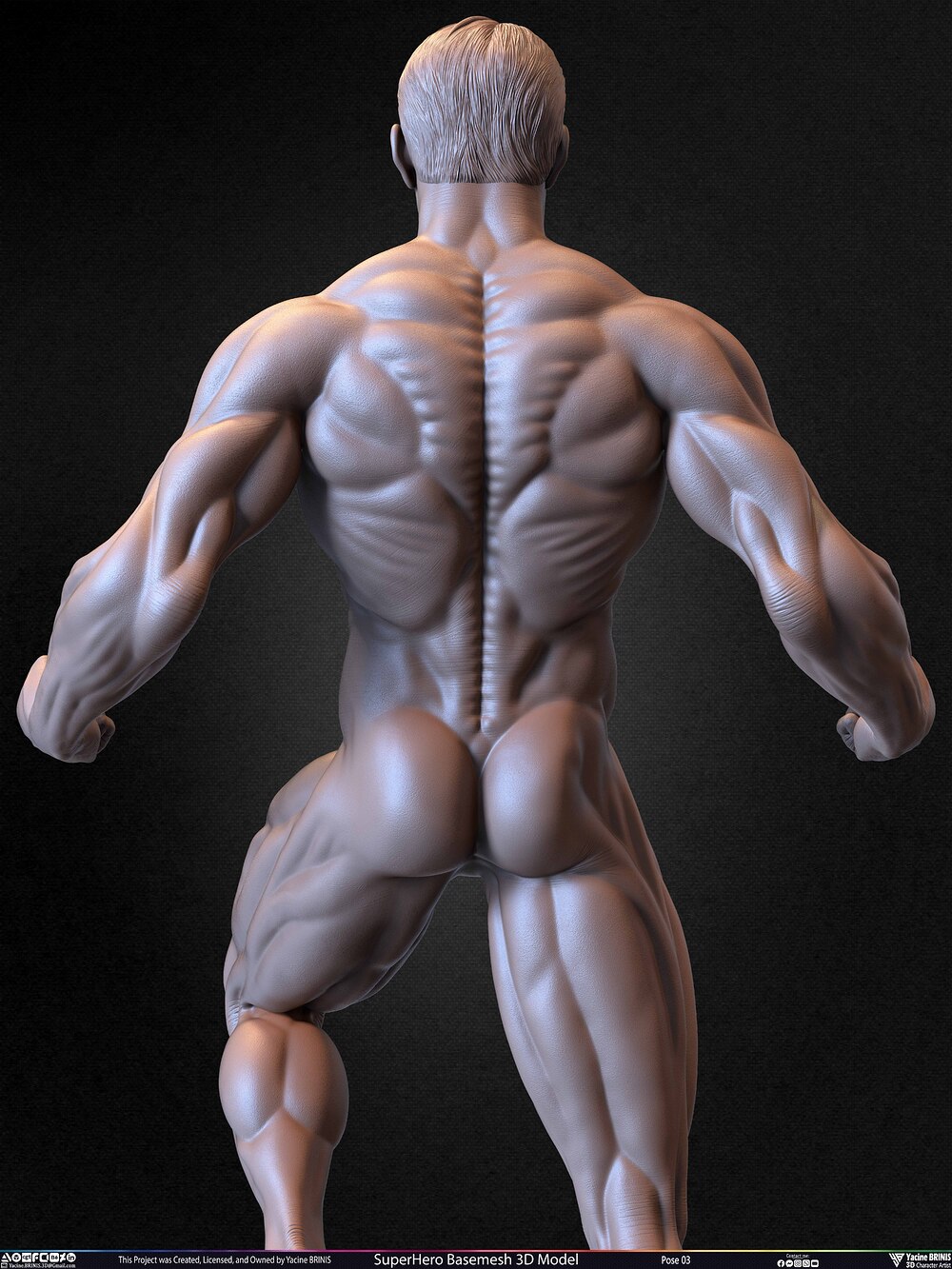 SuperHero Basemesh 3D Model Pose 03 Superman - Henry Kevill - Man of Steel-  Sculpted by Yacine BRINIS Set 030