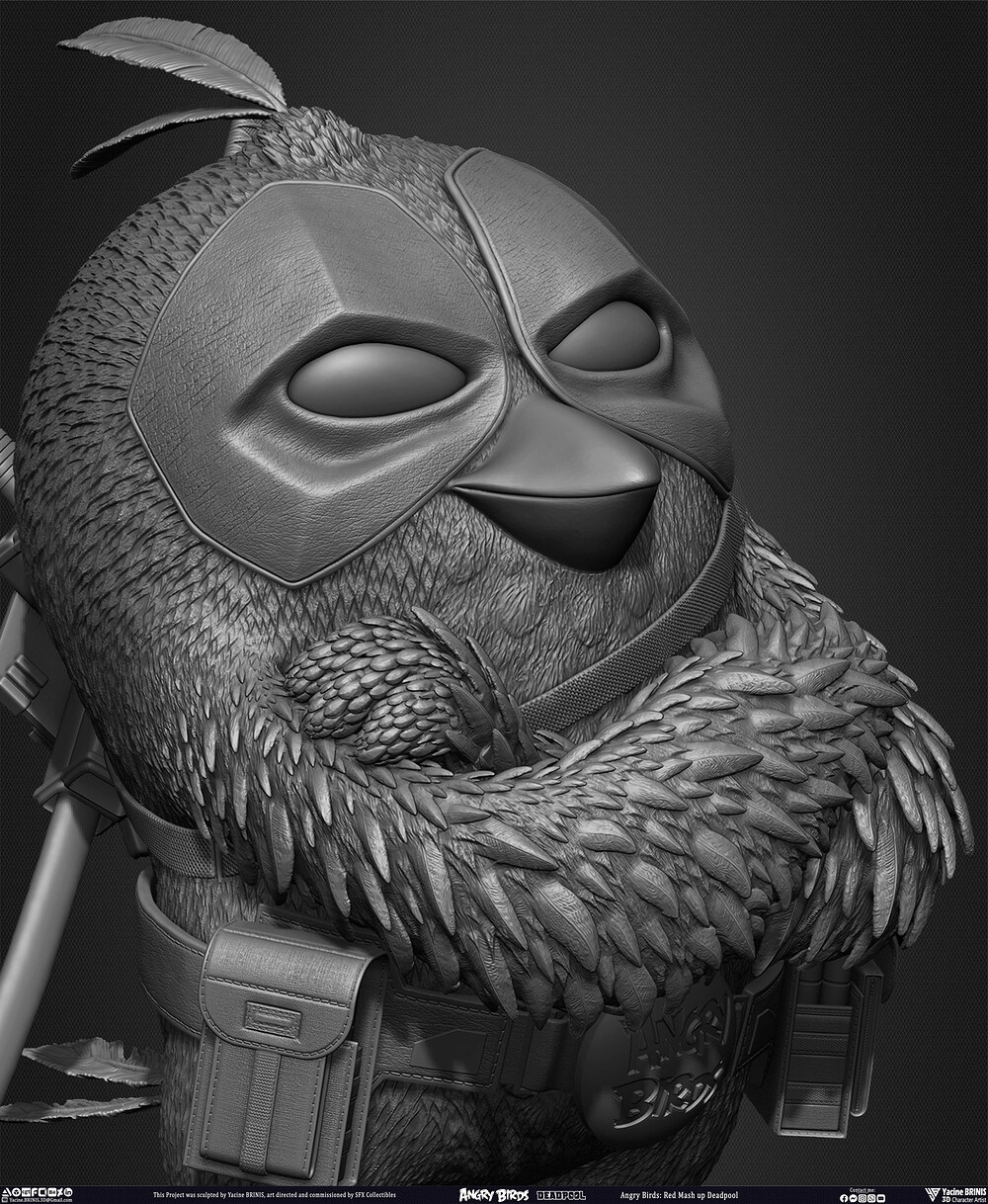 Red Mash Up Deadpool Angry Birds Movie 02 Rovio Entertainment sculpted By Yacine BRINIS 013