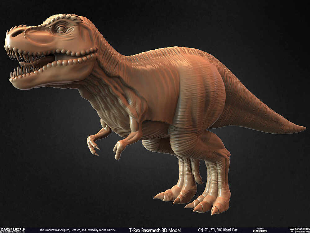 T-Rex Basemesh 3D Model (Tyrannosaurus Rex) Sculpted By Yacine BRINIS Set 017