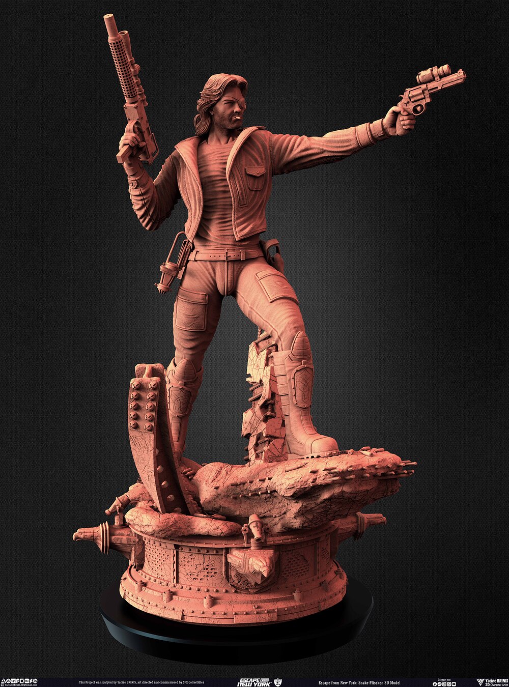 Escape from New York Snake Plissken sculpted by Yacine BRINIS 005