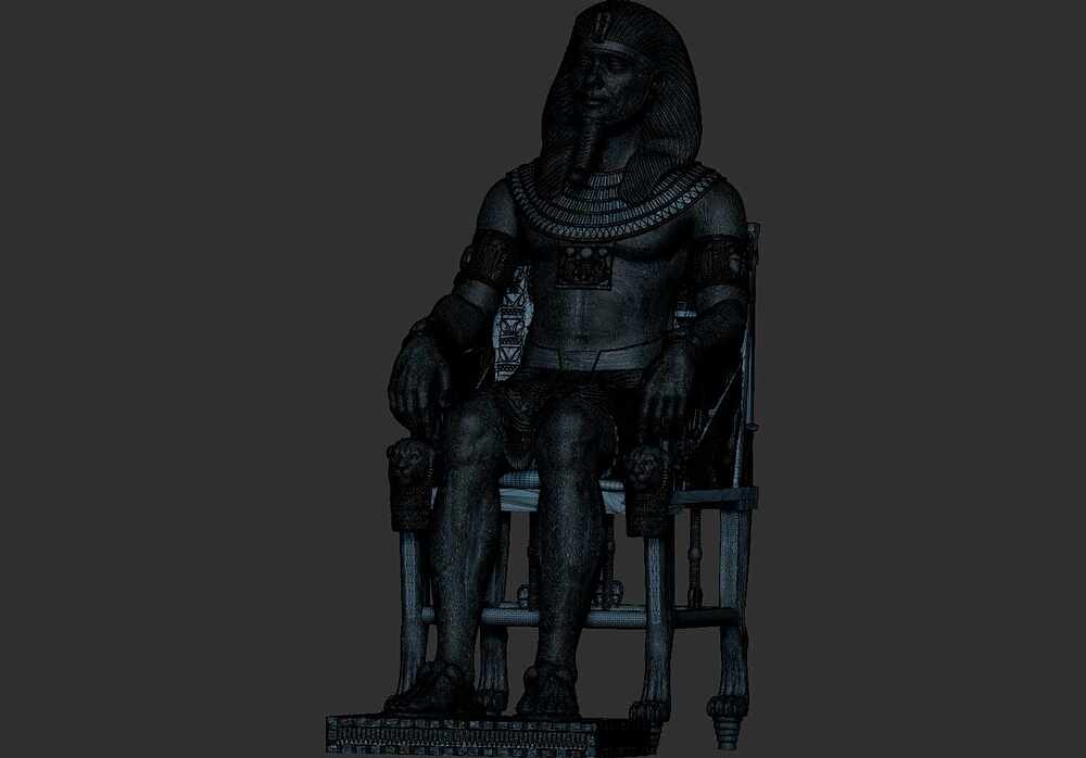 Ancient Egyptian Pharaoh on Royal Throne – High Detail STL 3D Printable Statue (9)