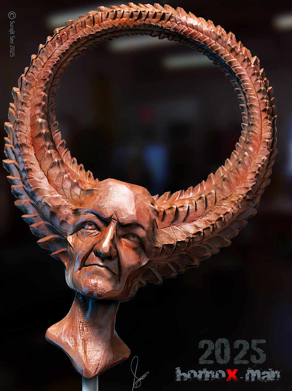 Hornox_man_Creature_Dugital_Sculpture_SurajitSen_June2025