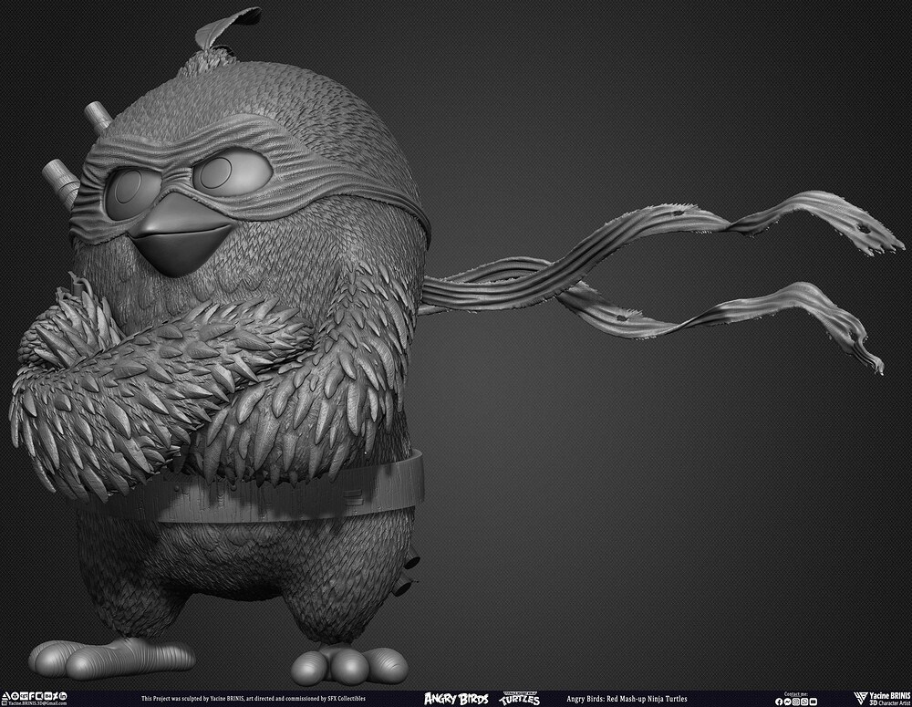 Red Mash up Ninja Turtle Angry Birds Rovio Entertainment sculpted By Yacine BRINIS 008