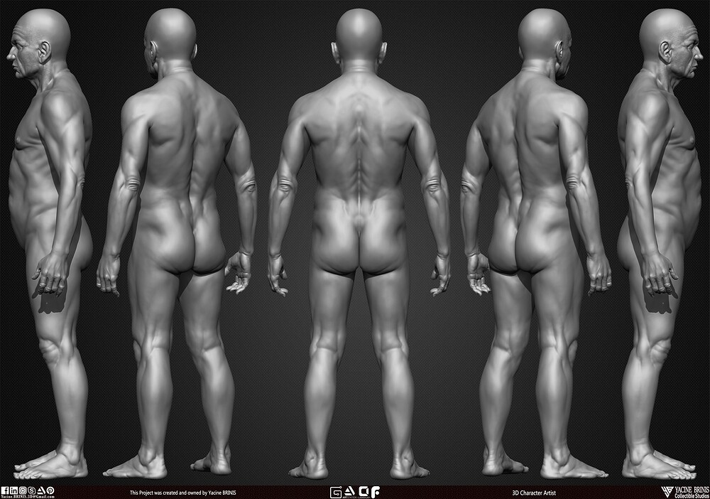 Old Man Basemesh 3D Model By Yacine BRINIS Anatomy Set 002