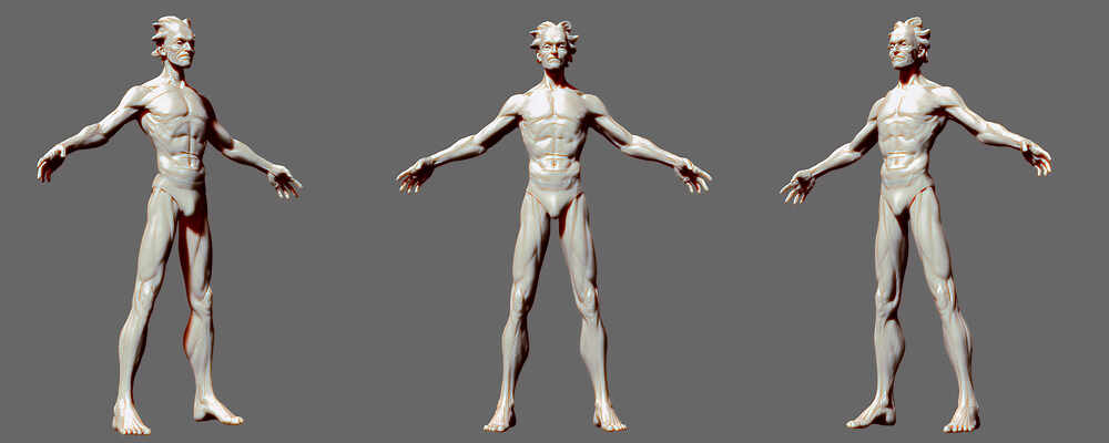 Realistic Rick Sanchez by Darya Girina sculpting_T_Pose_Life size anatomy_4_