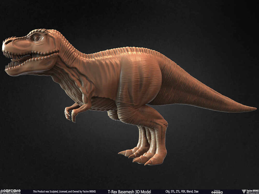 T-Rex Basemesh 3D Model (Tyrannosaurus Rex) Sculpted By Yacine BRINIS Set 016