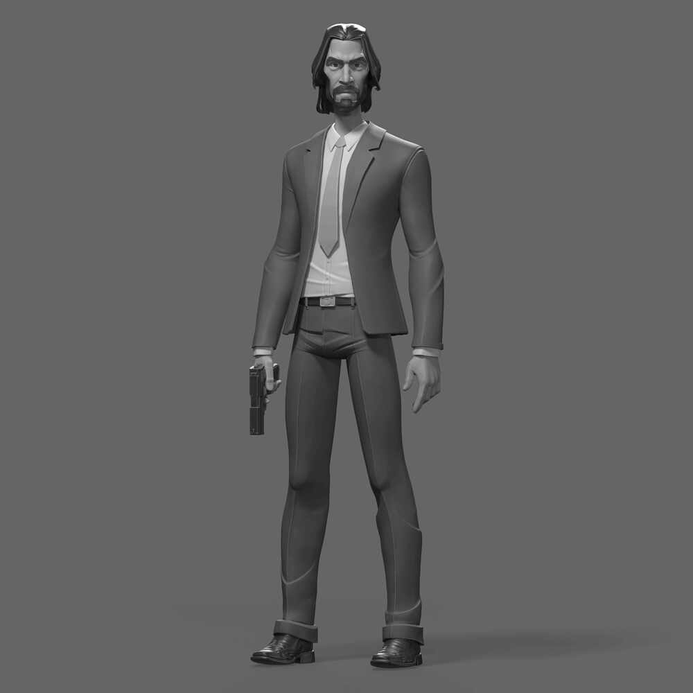 Stylized John Wick Character BW