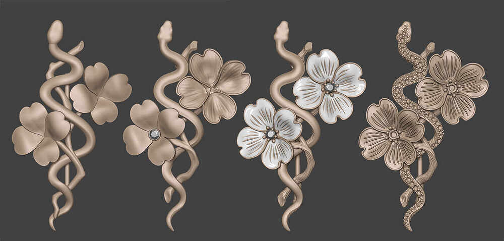 Wooden Snake Brooch WIPs