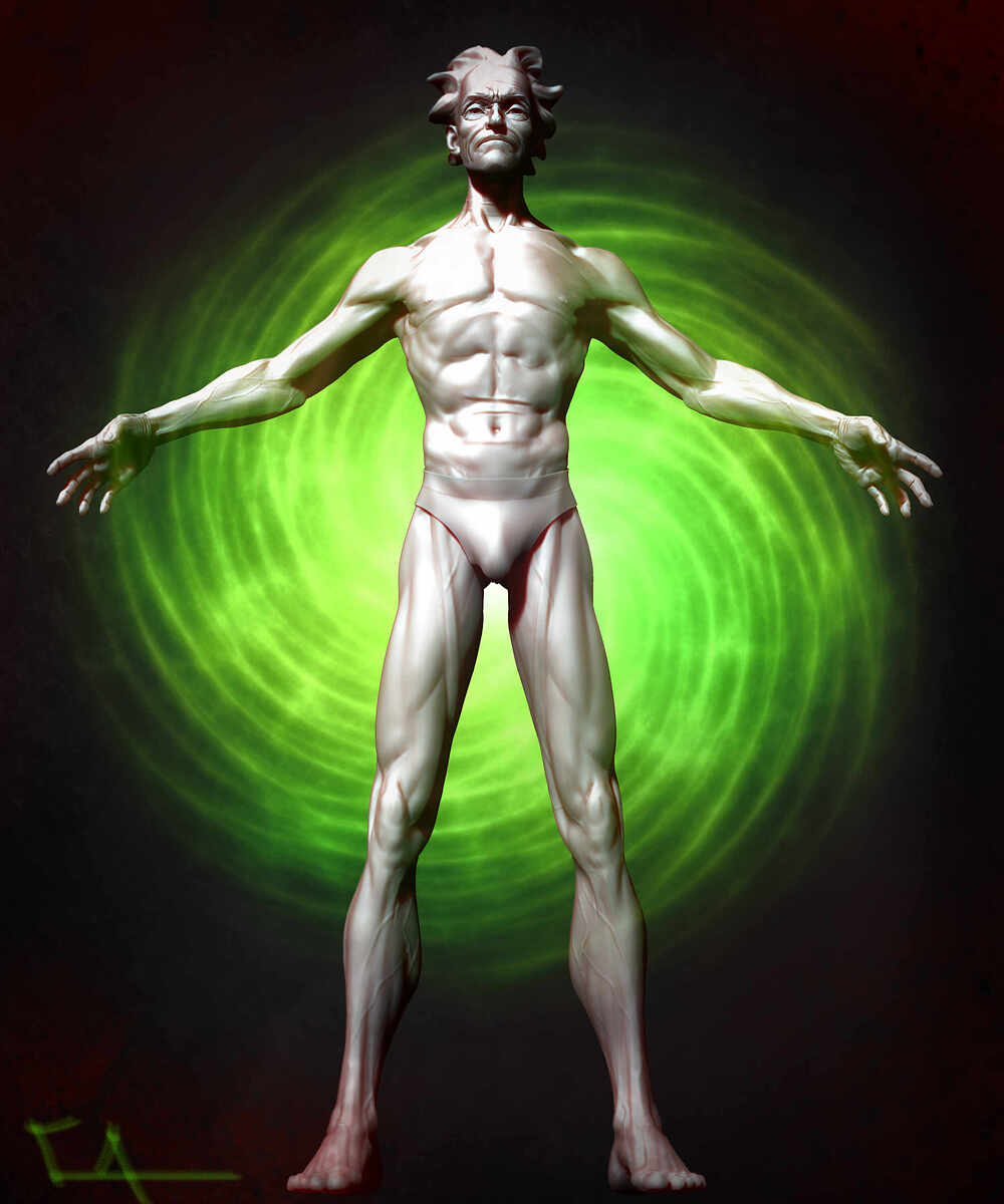 Realistic Rick Sanchez by Darya Girina sculpting_T_Pose_Life size anatomy_10
