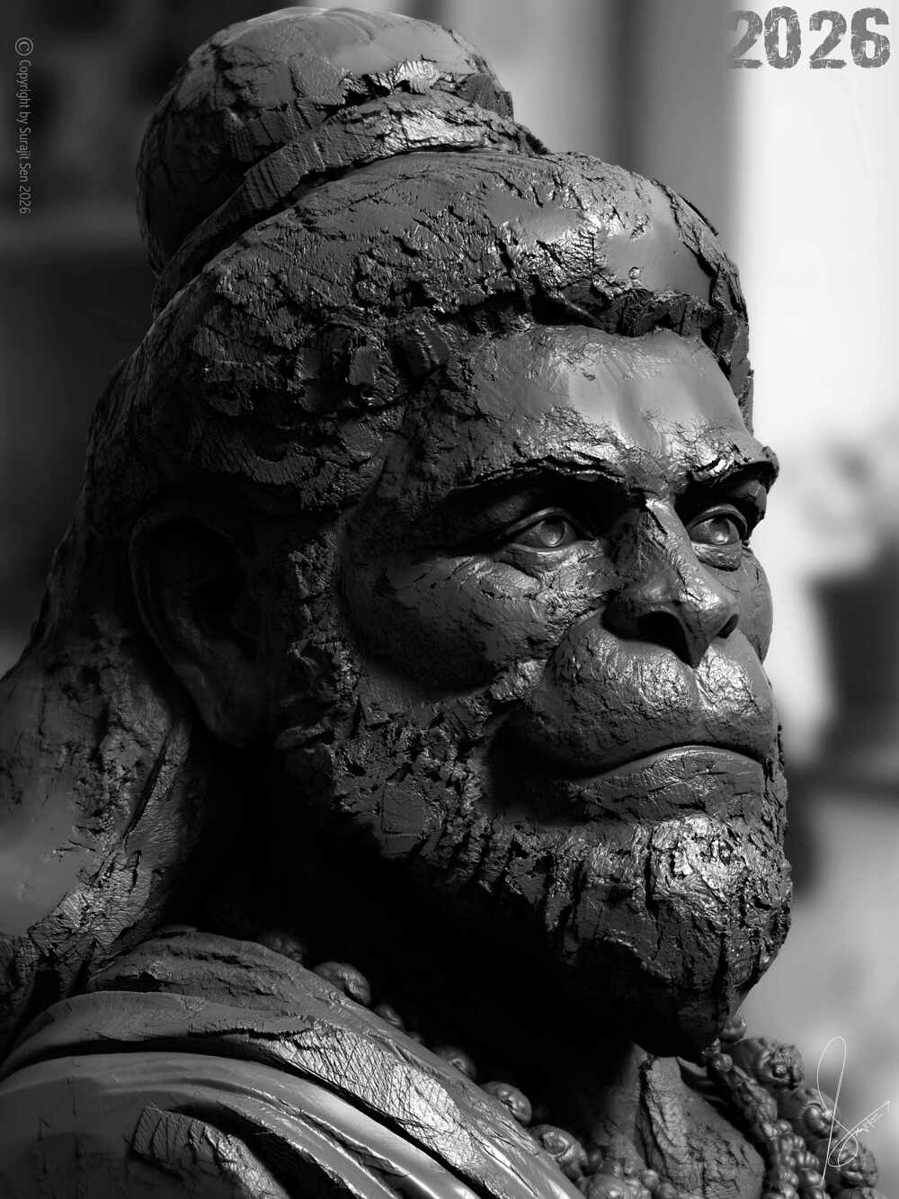 Anjaneya-Strength in Silence_Digital_Sculpture_SurajitSen_April2026_BW