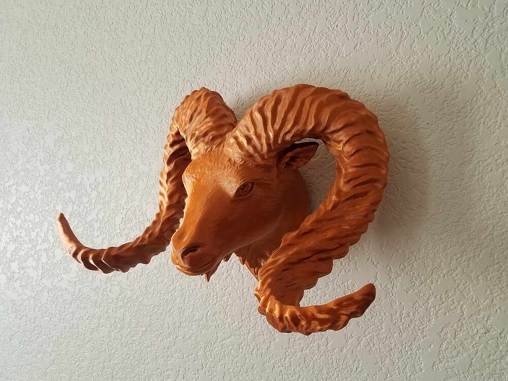 Ram Head Wall Sculpture - 3D Printed Cooper 6