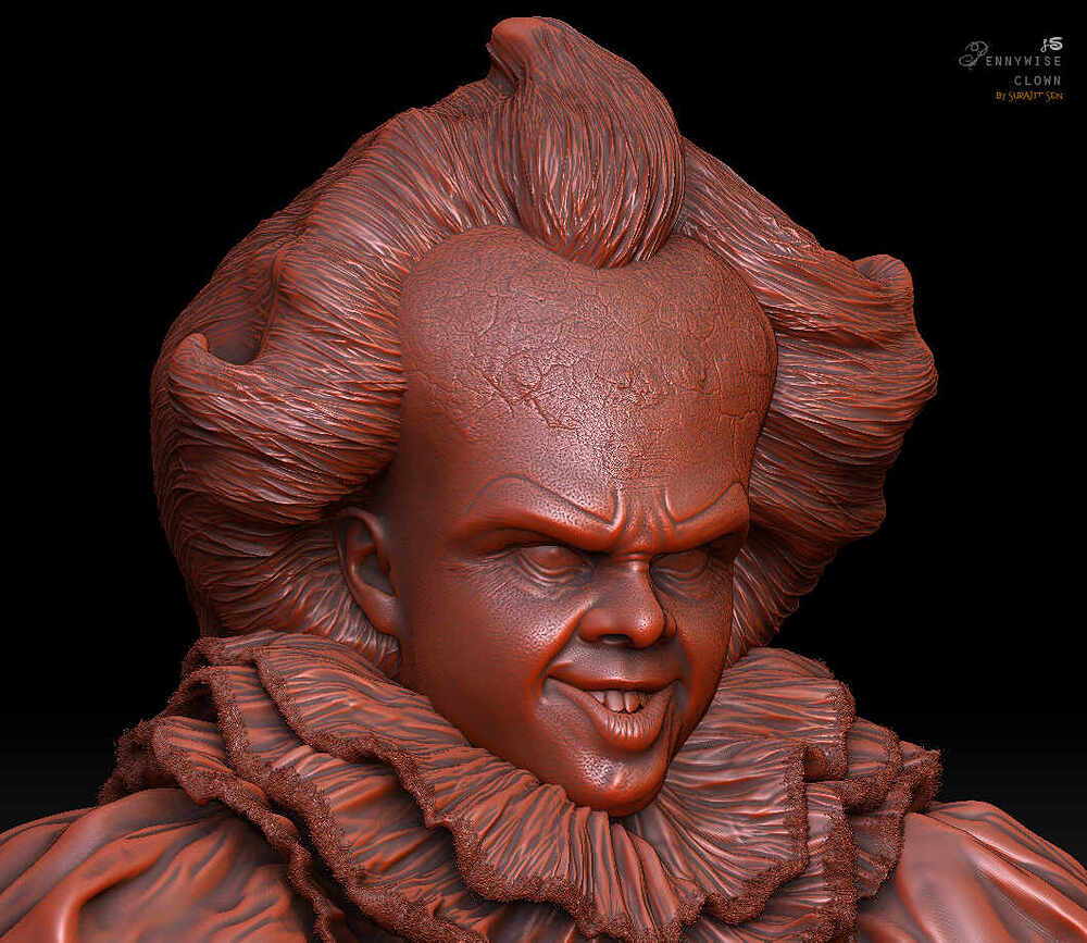 Pennywise_clown_Digital_Sculpture_SurajitSen_May2022A_clay4