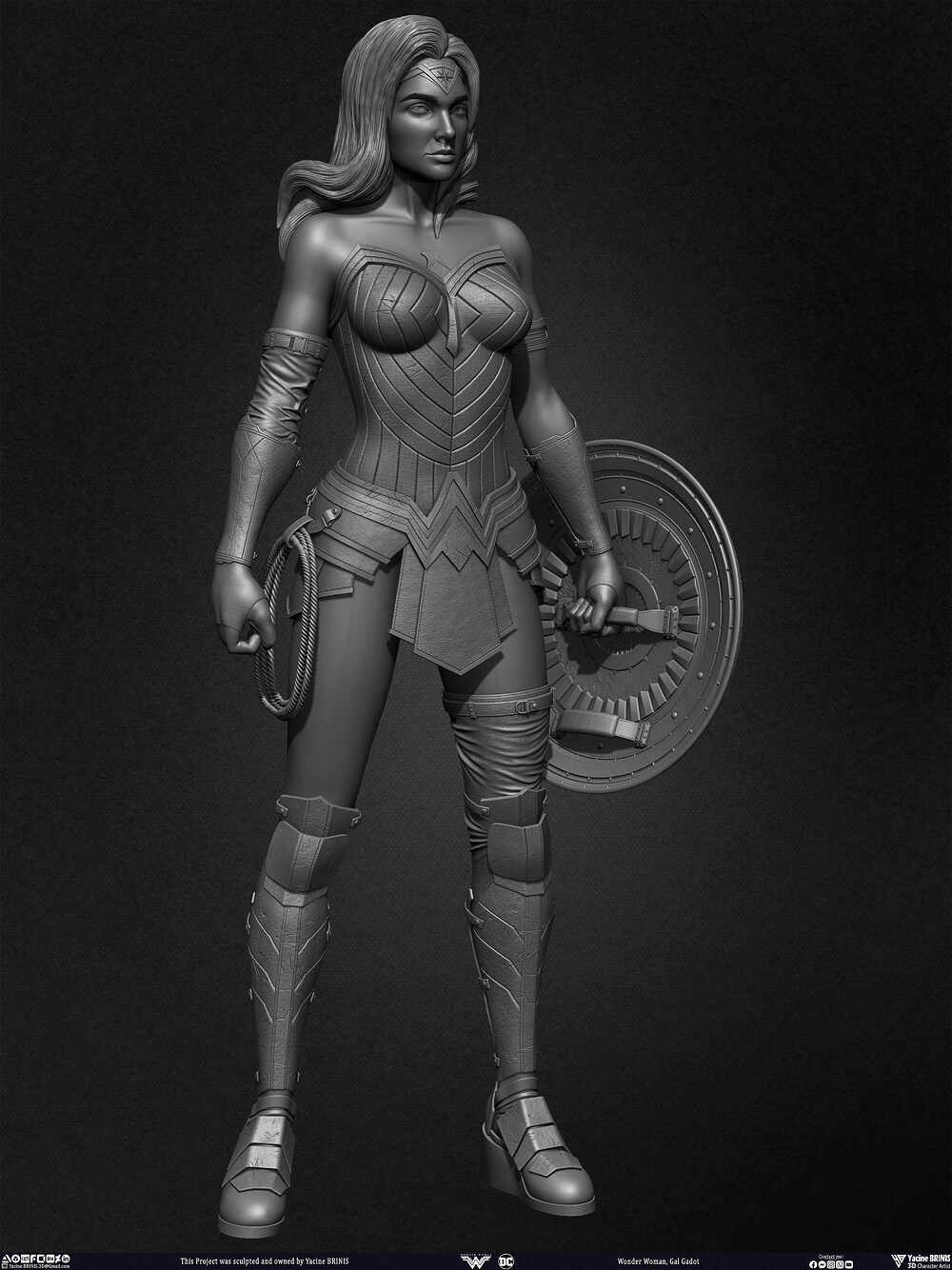 Wonder Woman Gal Gadot 3D Model sculpted by Yacine BRINIS 018