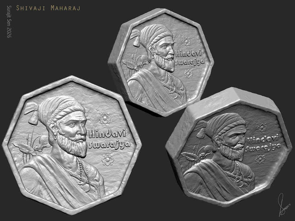 Shivaji_MajharajShivaji Maharaj Relief Sculpture_Digital_Sculpture_SurajitSen_Feb2026_WIP