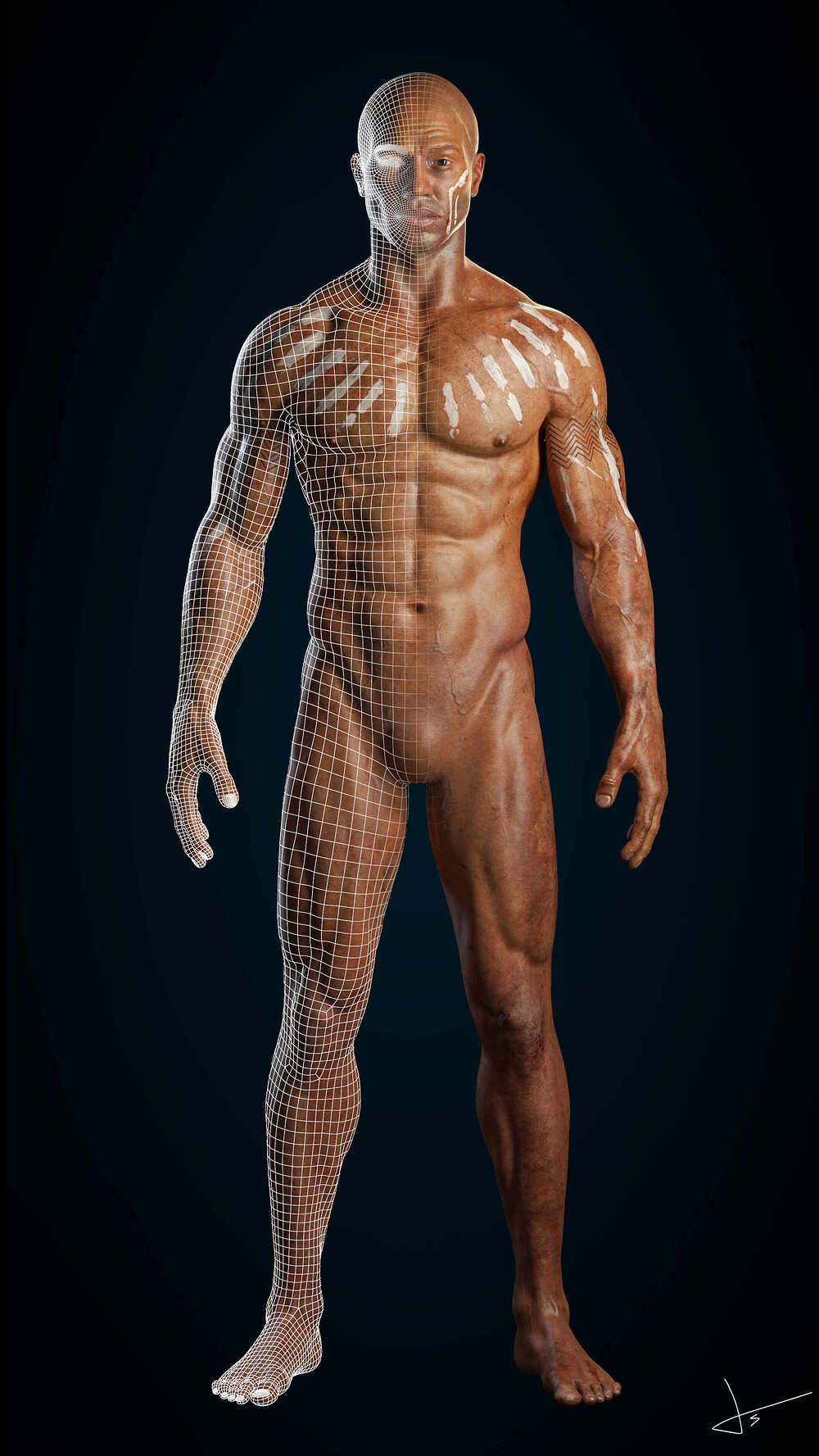 full body 4k wireframe 2