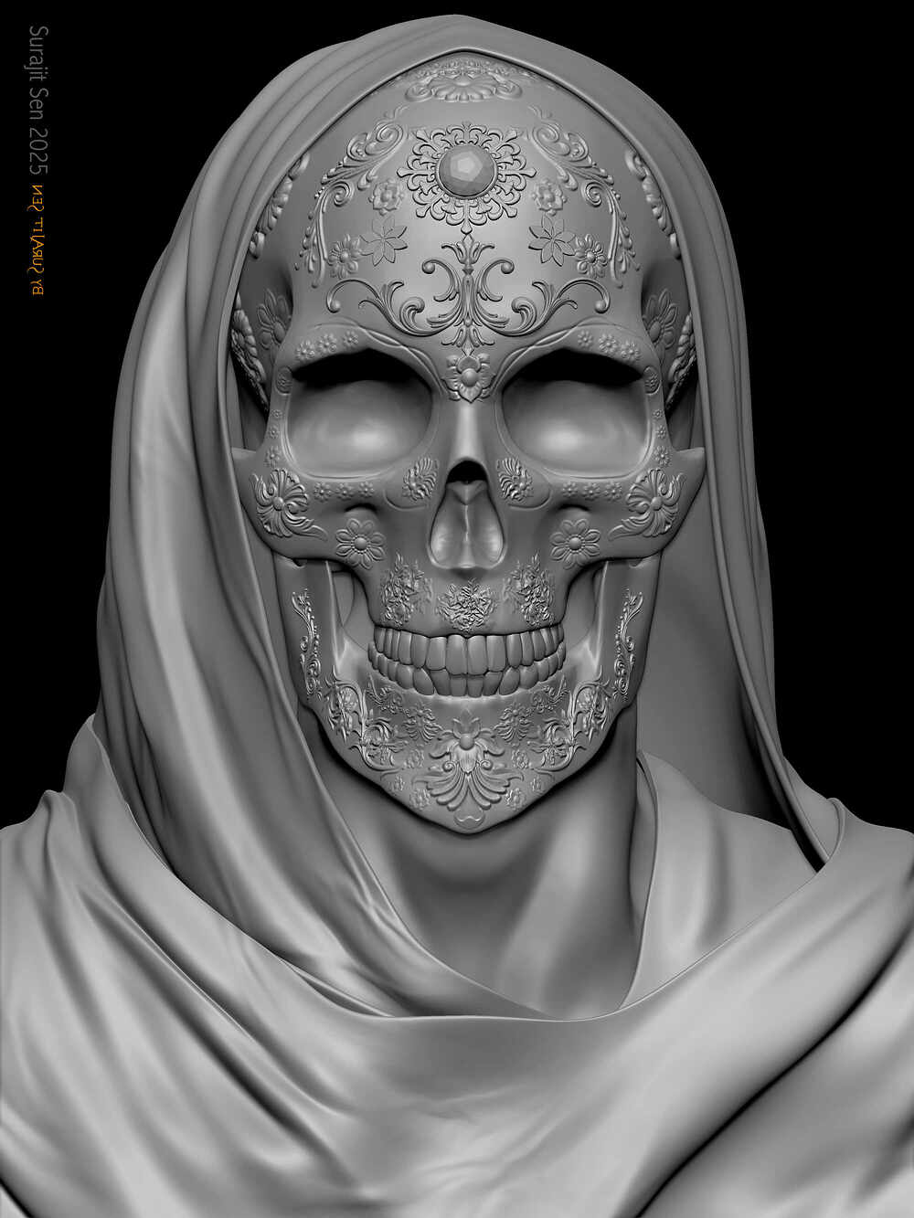 Skull_Man_Digital_SCulpture_SurajitSen_April2025WIP