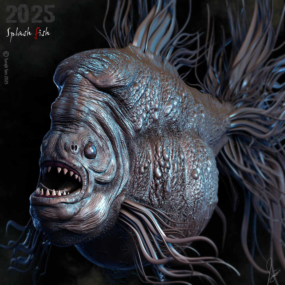 Splash_fish_Creature_Digital_SCulpture_SurajitSen_Oct2025A