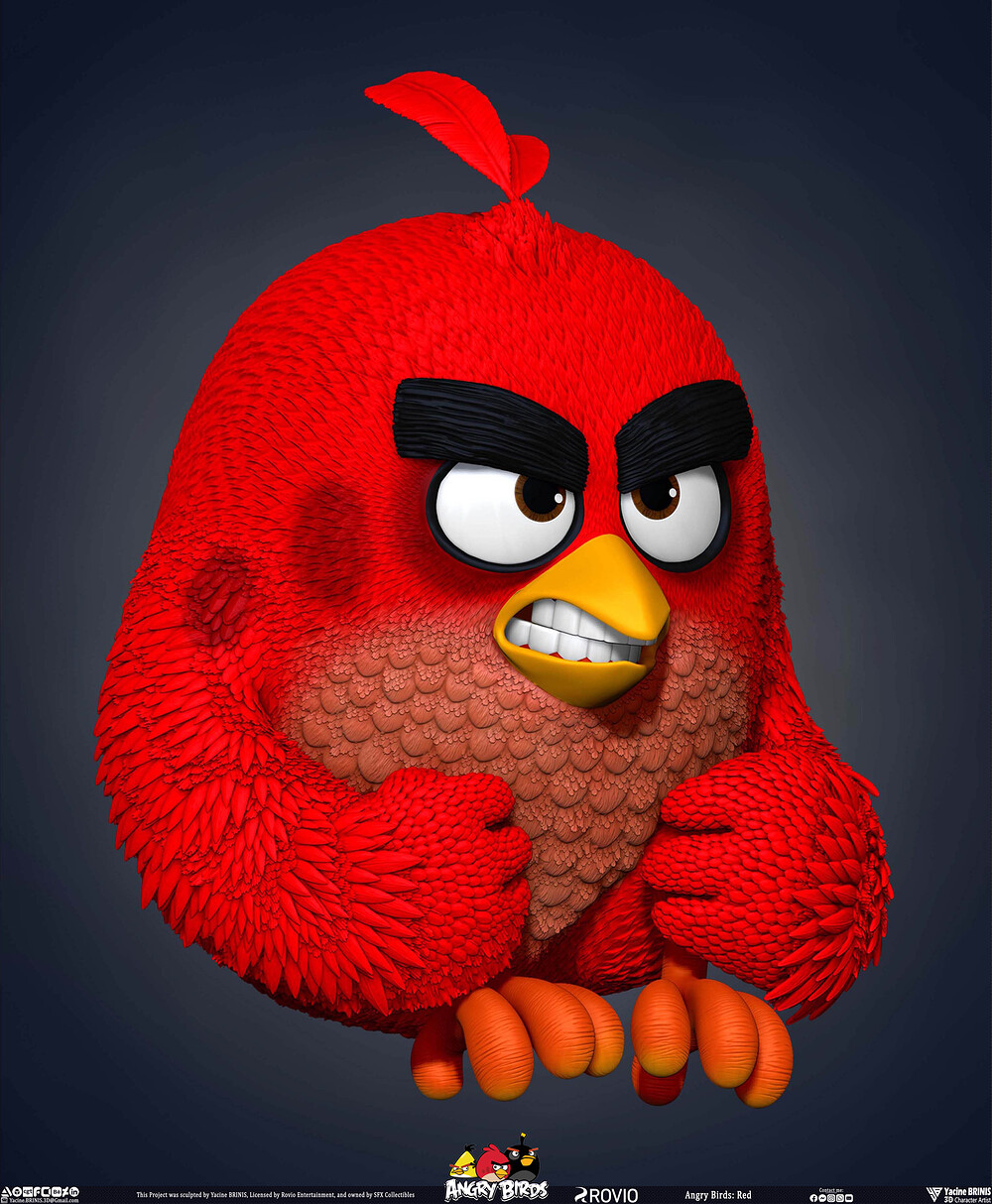 Red Angry Birds Rovio Entertainment sculpted By Yacine BRINIS 003