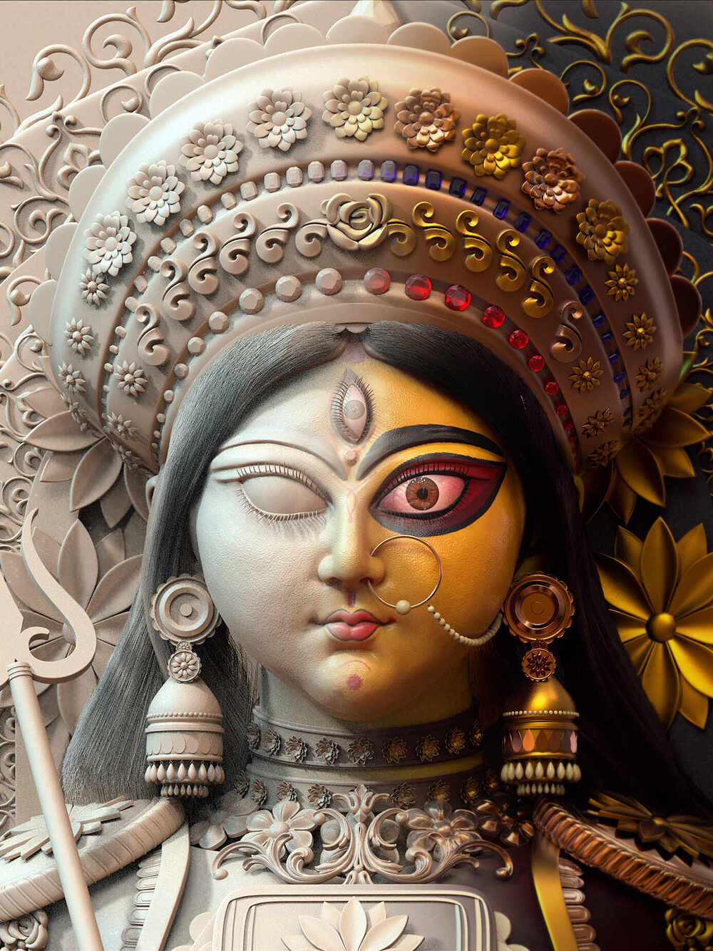 Durga_Digital_SCulpture_SurajitSen__Oct2024_WIP