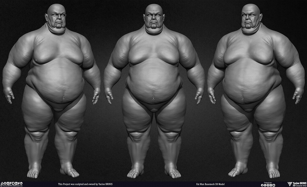 Fat man Basemesh 3D Model sculpted by Yacine BRINIS 004
