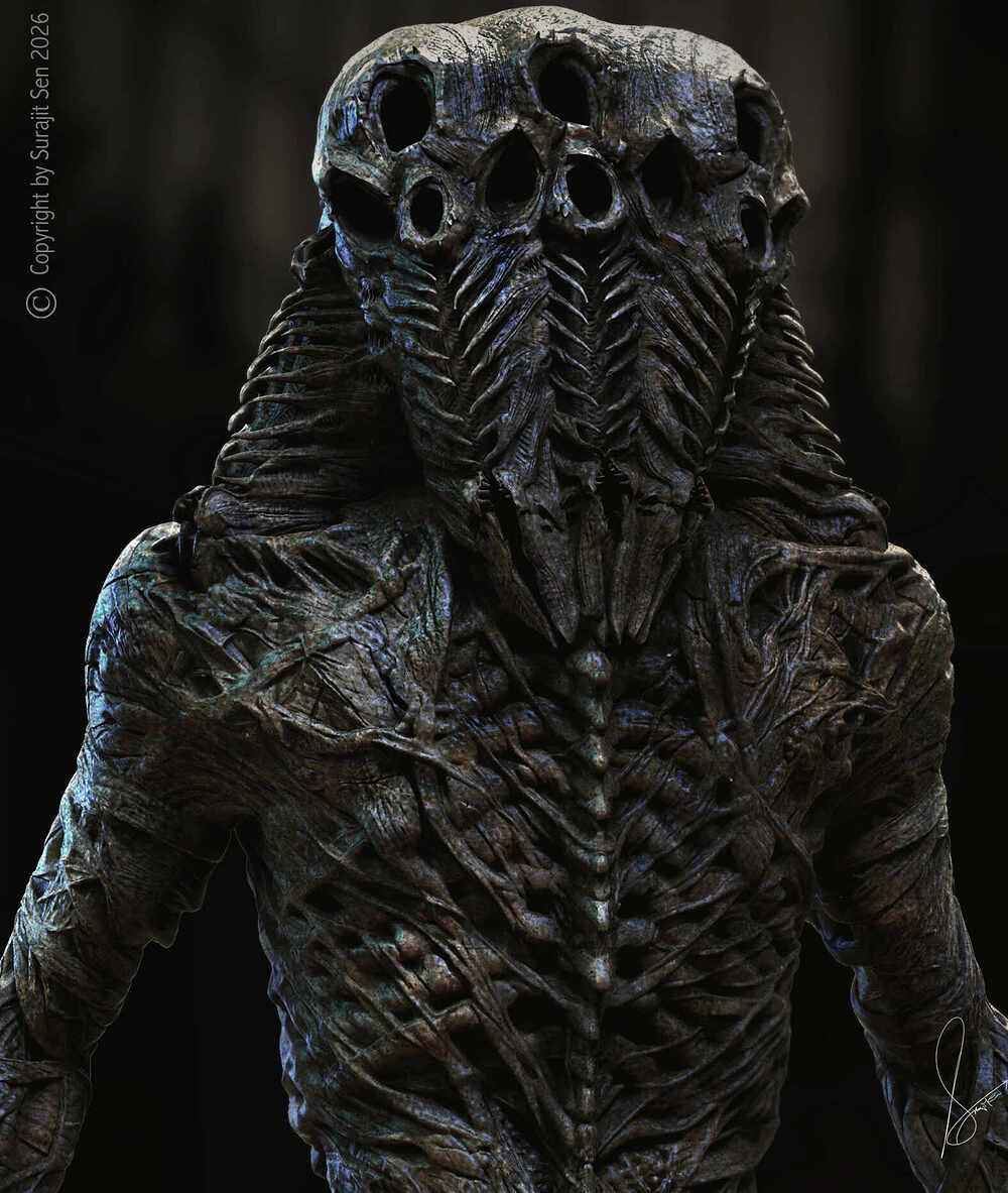 A1_The Eroded Sentinel_Digital_Sculpture_SurajitSen_April2026