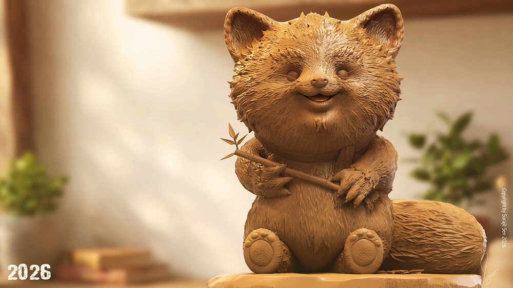 E_The Mischievous Red Panda_Digital_Sculpture_SurajitSen_clay_v001