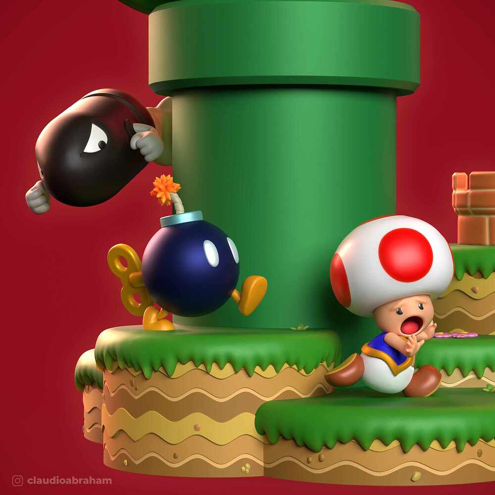 SuperMarioDiorama_ClaudioAbraham_Toad_BulletBill_BombOmb_03c