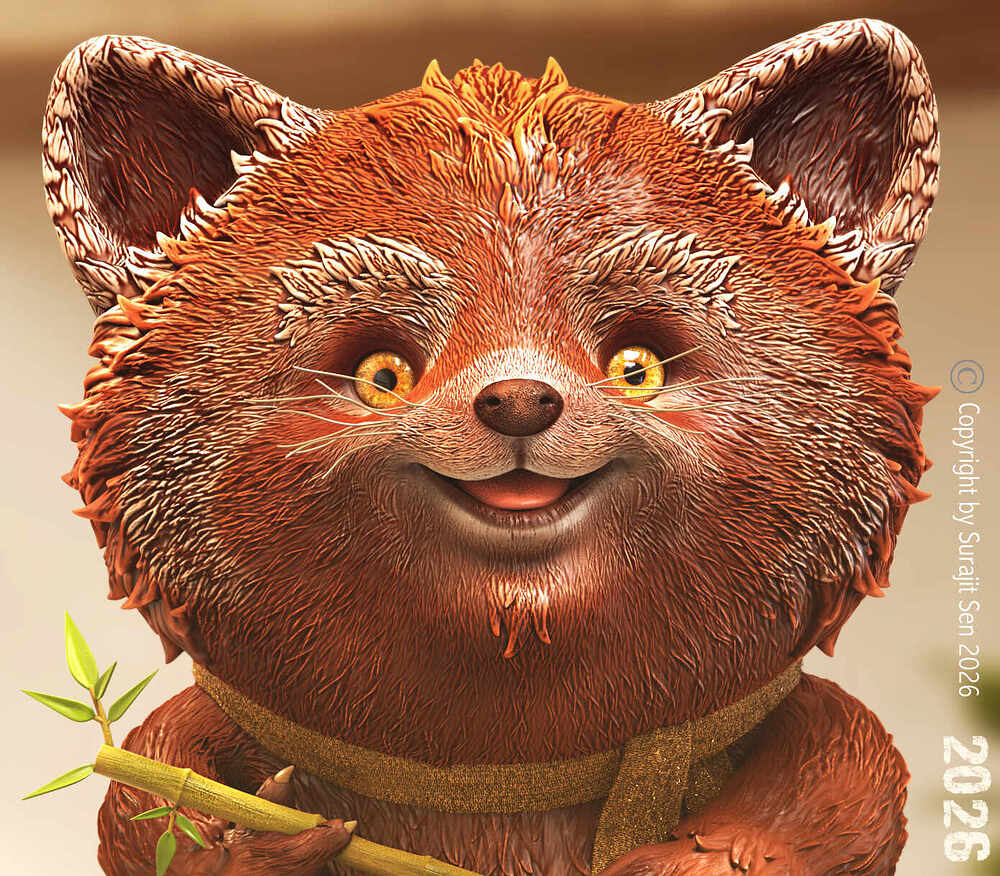 A_The Mischievous Red Panda_Digital_Sculpture_SurajitSen_close_a_v001