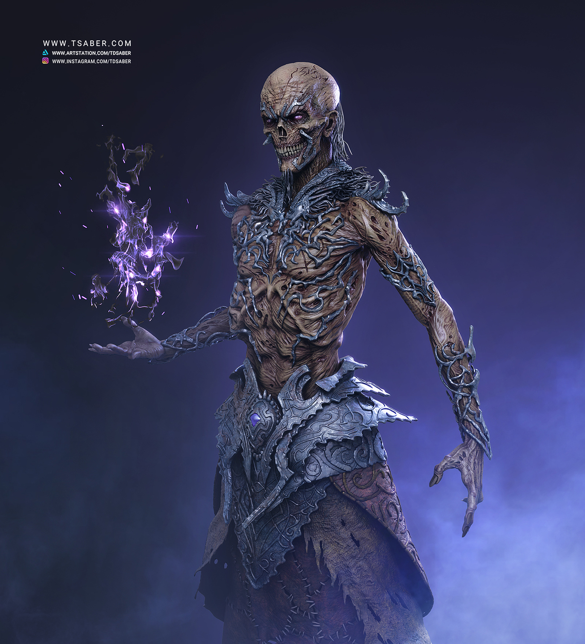 Undead mage Zbrush statue sculpture - Tsaber