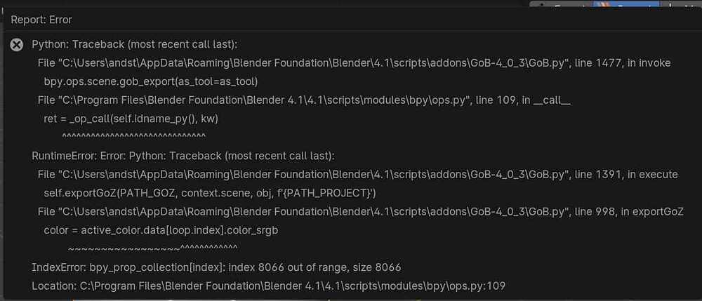 export error