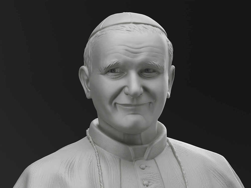 St John Paul II - Sculpture 3D Render - Portrait