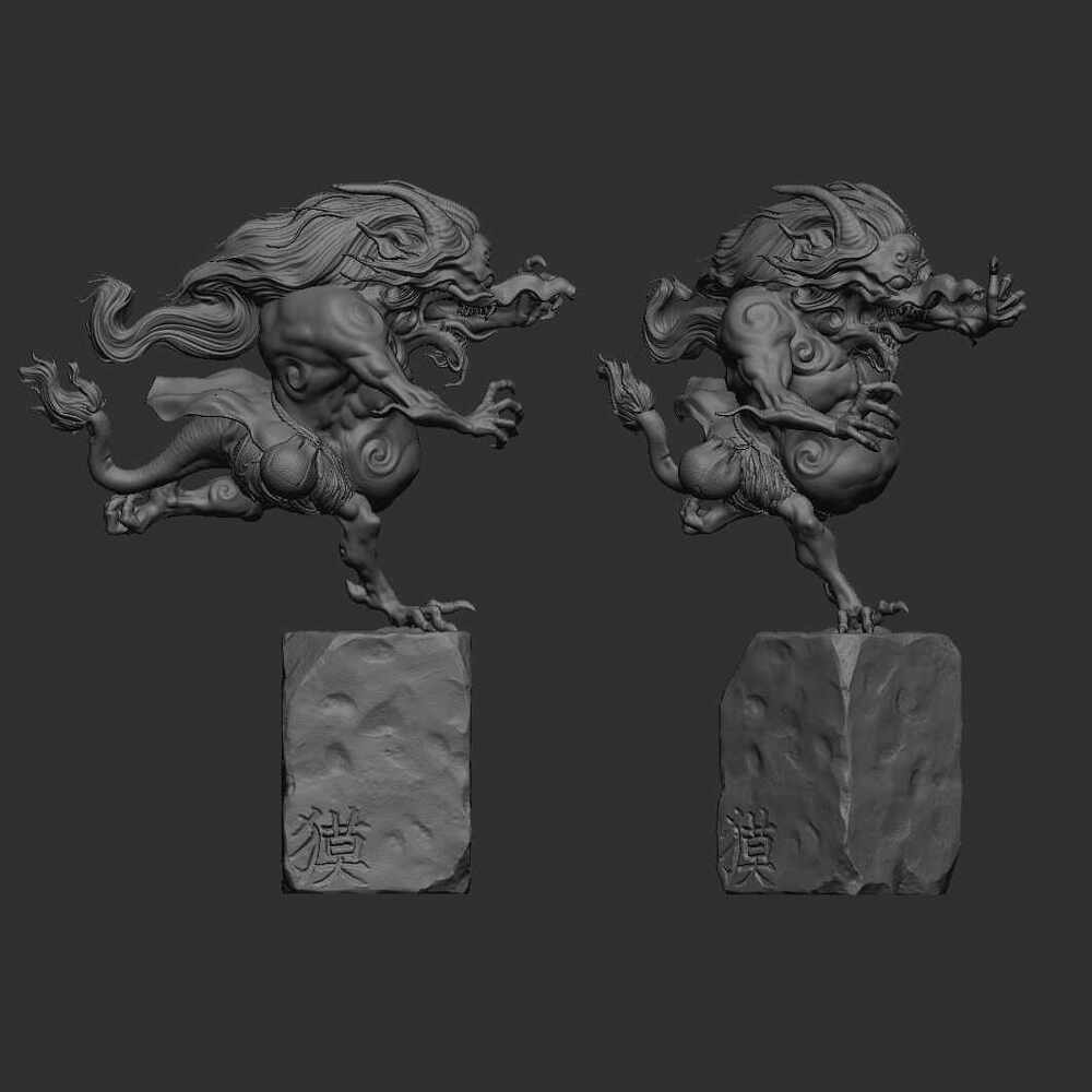 JAPAN_YOKAI_BAKU_SCULPTURE_ZBRSUH_KEYSHOT_09