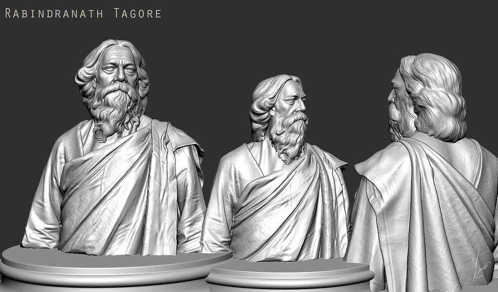 Rabindranath_Tagore_Digital_Sculpture_SurajitSen_May2026_WIP