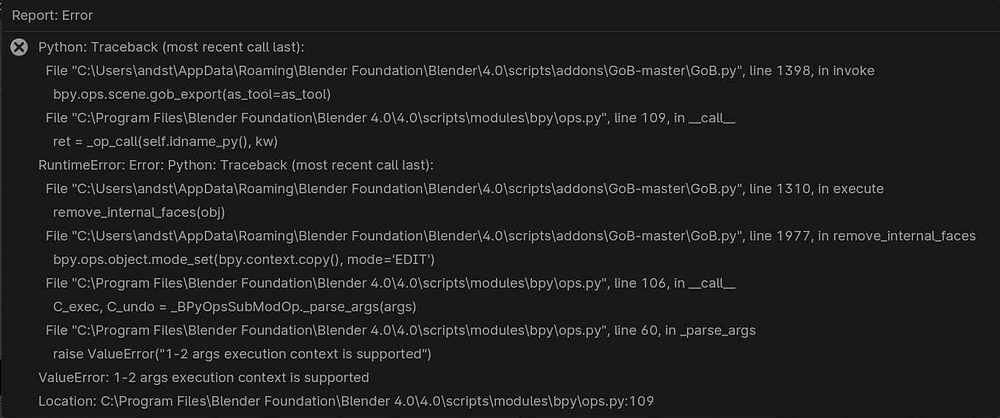 GoB - Blender 4.0 export error