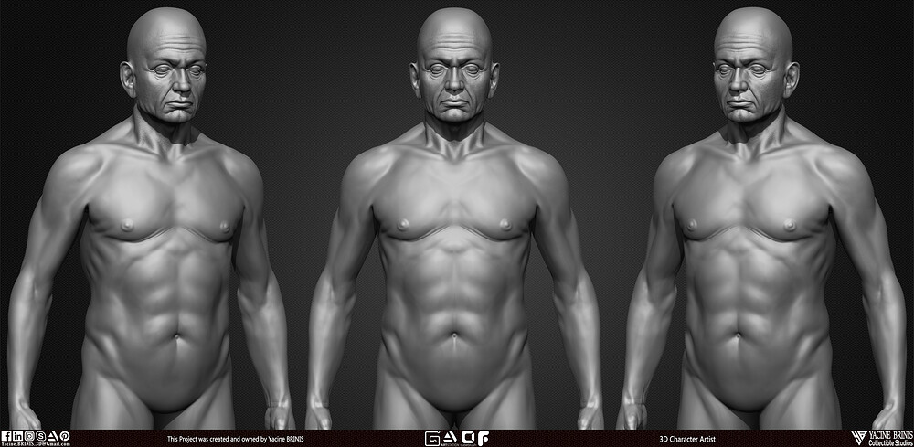 Old Man Basemesh 3D Model By Yacine BRINIS Anatomy Set 003
