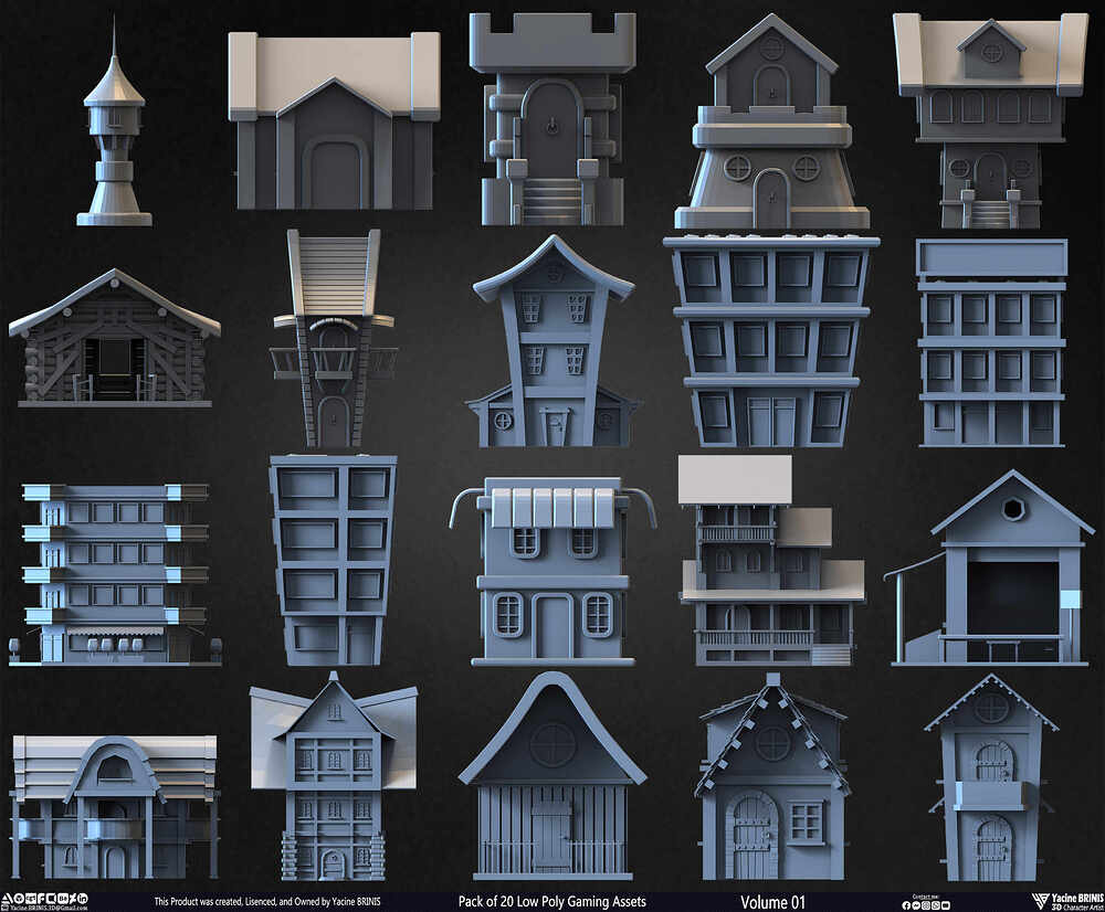 20 Low Poly Gaming Assets Volume 01 Sculpted By Yacine BRINIS Set 24
