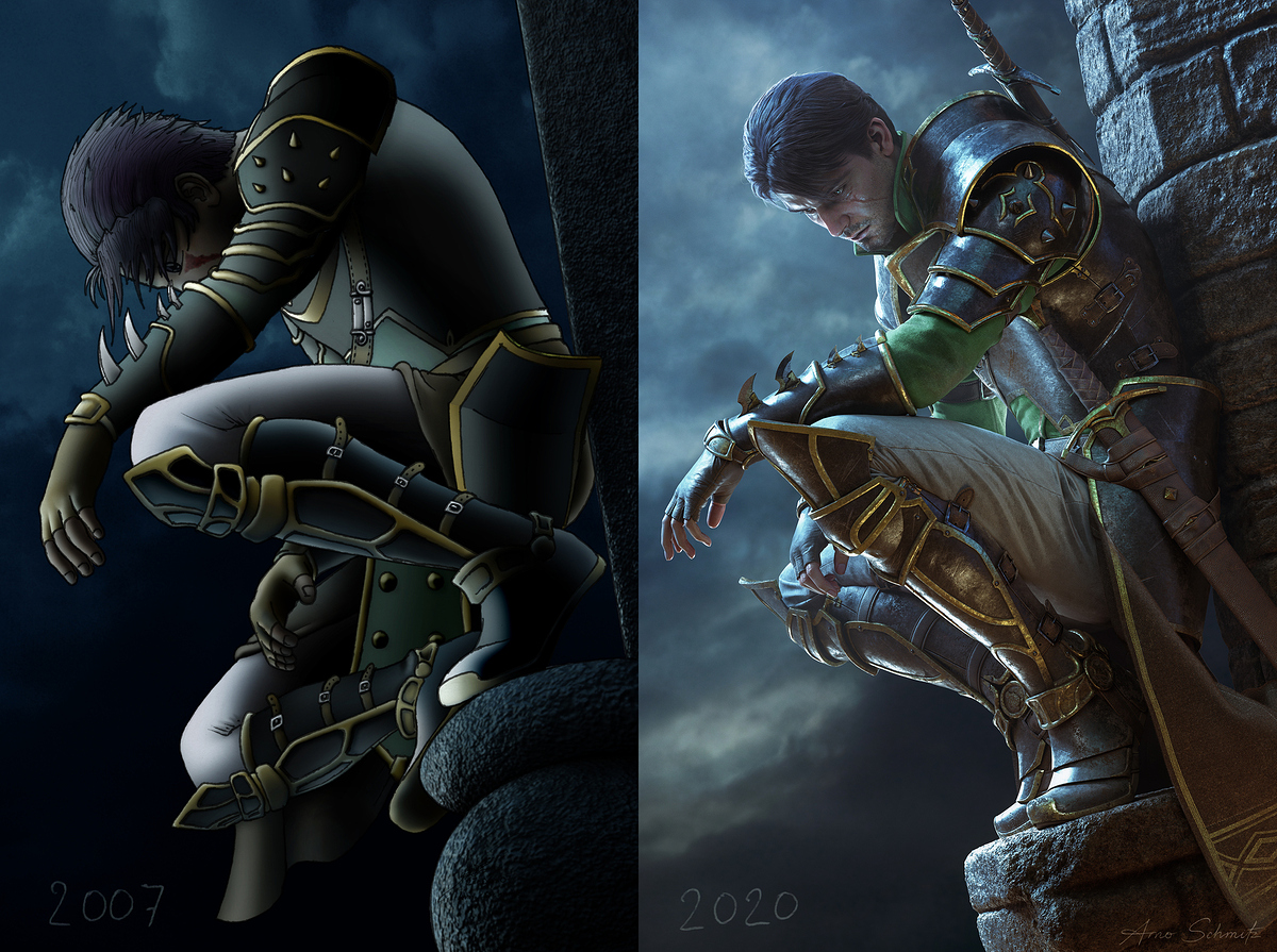 Image: https://www.zbrushcentral.com/uploads/default/optimized/4X/a/2/8/a2899b412c6592517d1e621aee62303b0841bf2b_2_1200x895.jpeg Arno_Schmitz_December_Knight_Part1_Garoyle_Compare