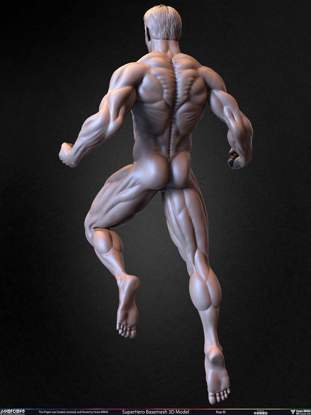 SuperHero Basemesh 3D Model Pose 03 Superman - Henry Kevill - Man of Steel-  Sculpted by Yacine BRINIS Set 019