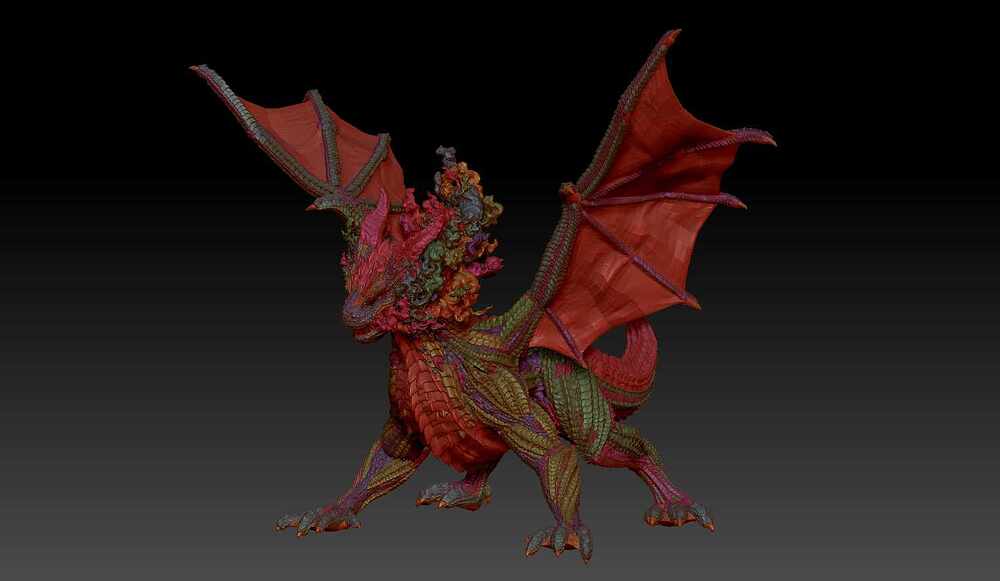 dragon_pose_polygon_zbrush