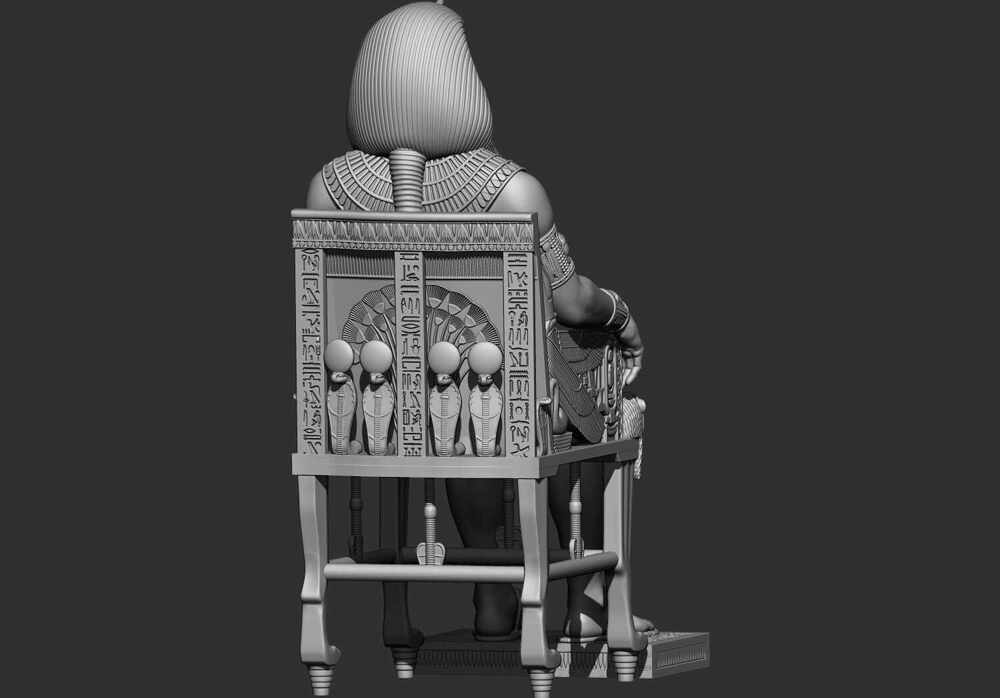 Ancient Egyptian Pharaoh on Royal Throne – High Detail STL 3D Printable Statue (2)