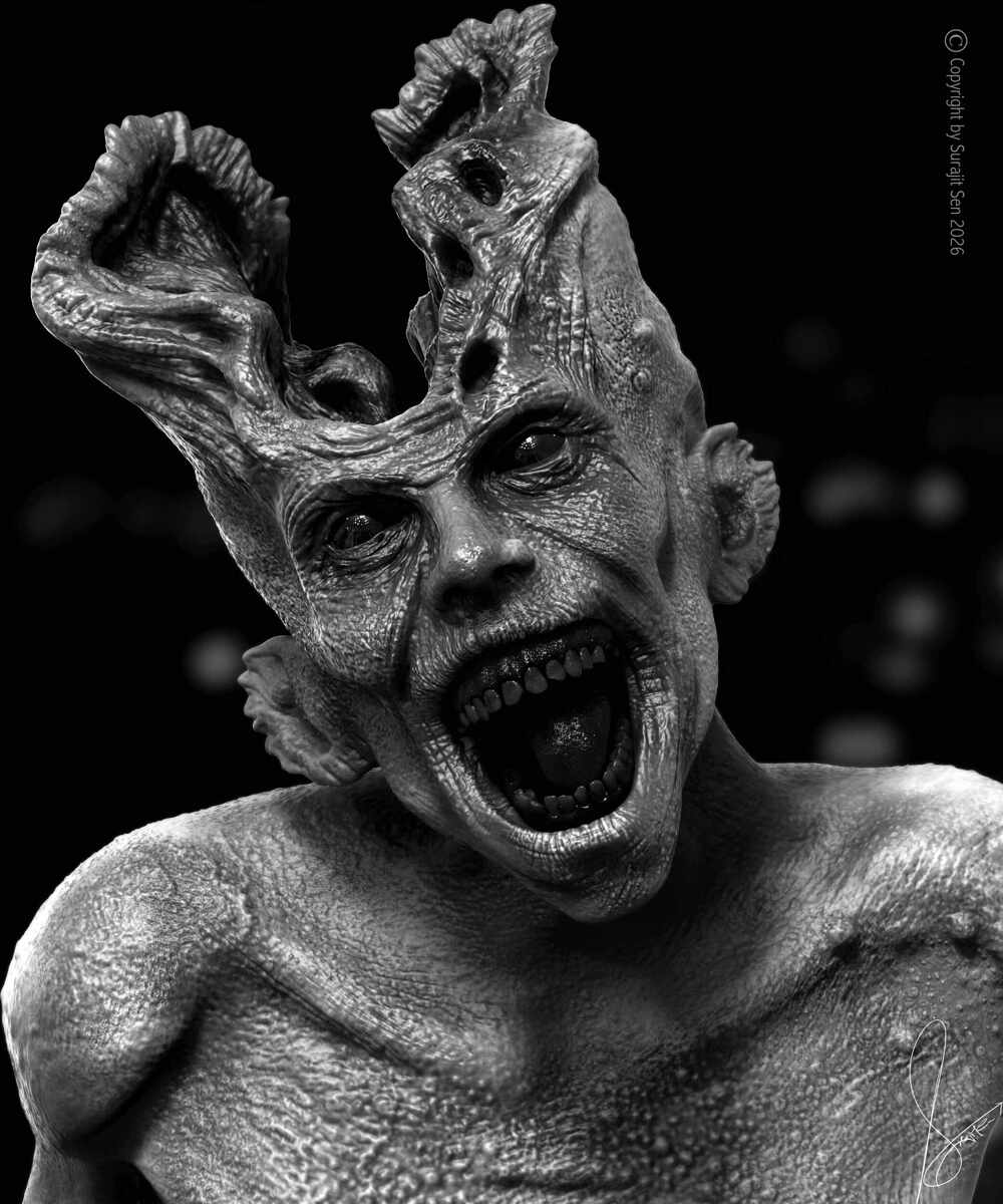 Creature_Digital_Sculpture_SurajitSen_April2026_BW